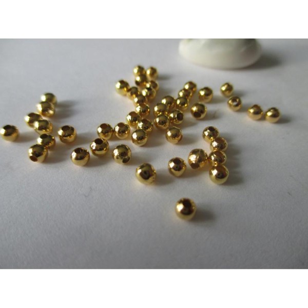 Lot de 100 perles intercalaire doré 3 mm - Photo n°1