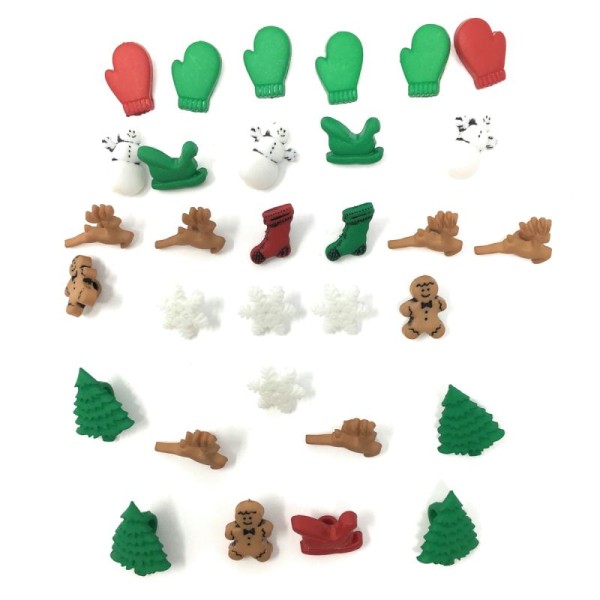 Boutons Dress It Up : Collection Noël - Christmas Miniatures - Mini Formes de Noël - Photo n°1