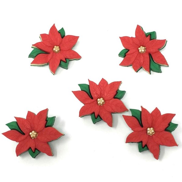 Boutons Dress It Up : Collection Noël - Red Poinsettias : Poinsettias Rouge Scrapbooking - Photo n°1