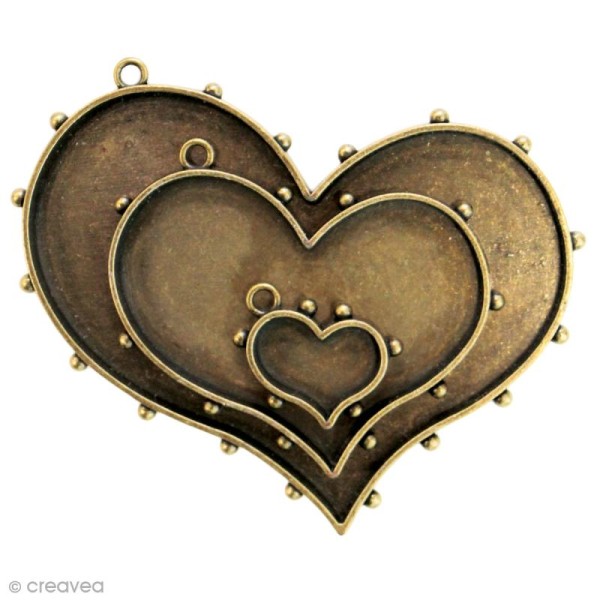 Lot de support Coeur Spellbinders pour bijoux résine - Bronze - 3 pcs - Photo n°1