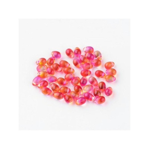 10x Perles Gouttes bicolores 7x5mm ROSE / ORANGE - Photo n°1