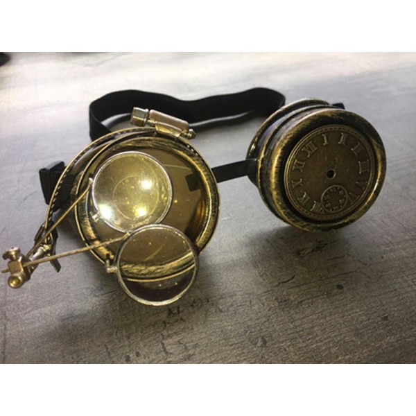 Goggles Lunettes Aviateur Steamunk Clous Engrenage Punk Horloge Cyber Loupe Création Maison - Photo n°1