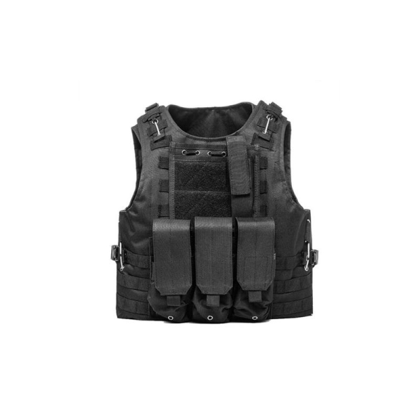 Gilet Militaire Noir Solide Pare Balle Combat Chasse Airsoft Force - Photo n°1