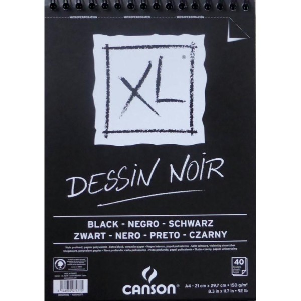 Bloc Canson XL - Dessin Noir Papiers:40F / 21x29,7 A4 - Photo n°1
