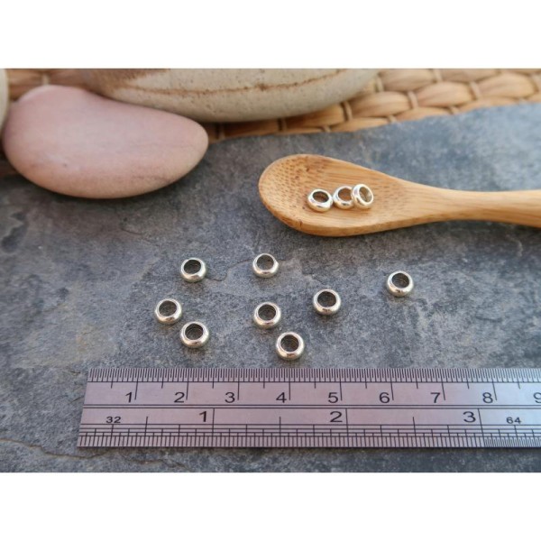 Perles intercalaires coupelles rondelles argenté 6 mm, Laiton argenté, 20 pcs - Photo n°5