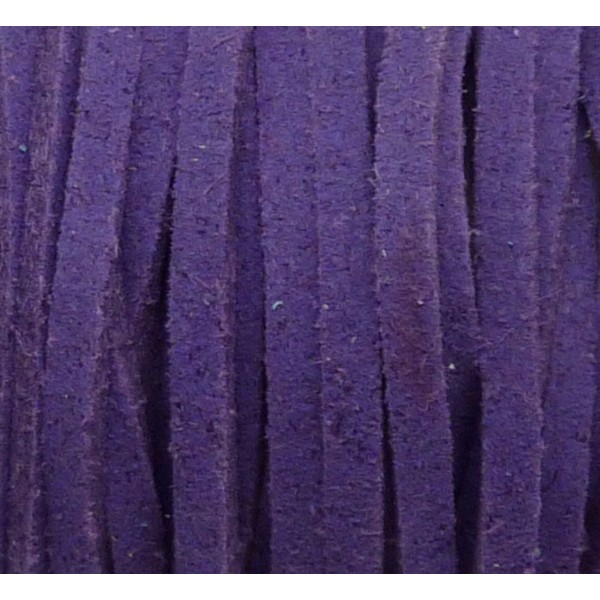 1m Cordon Plat Daim Synthétique De Couleur Violet 2,5mm - Photo n°1