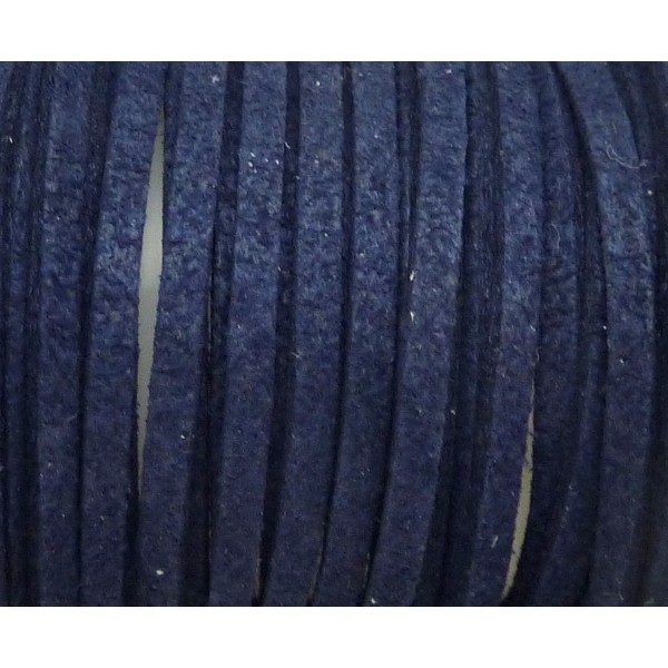 2m Cordon Plat Daim Synthétique 2,5mm De Couleur Bleu Marine - Photo n°2
