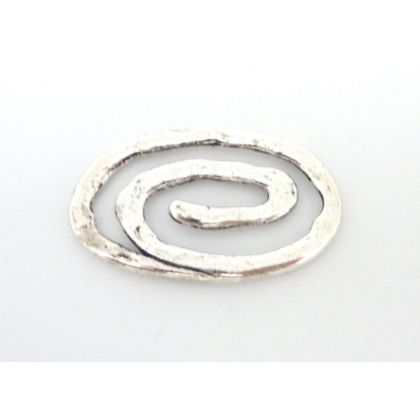 Spirale Ovale, Connecteur 37 X 22mm En Métal Argenté - Photo n°1