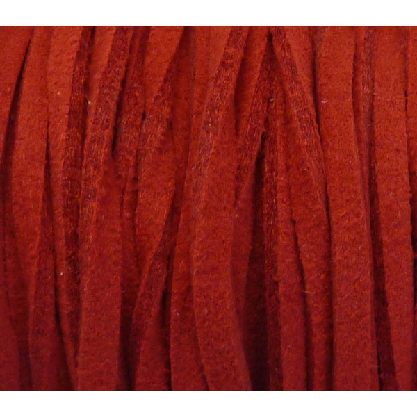 1m Cordon Plat Daim Synthétique 2,5mm De Couleur Rouge Carmin - Photo n°1