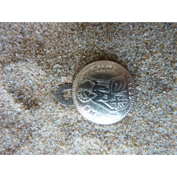 3 Breloque Médaillon Pièce One Penny En Métal Argenté 15mm - Photo n°2