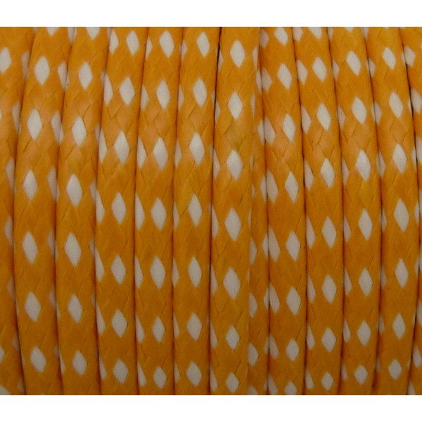 80cm Cordon Polyester Enduit 2mm Tressé Bicolore Orange Et Blanc - Photo n°1