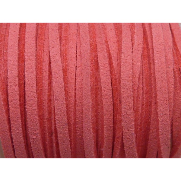 Cordon Plat Daim Synthétique De Couleur Rose Lumineux  2,5mm - Photo n°1