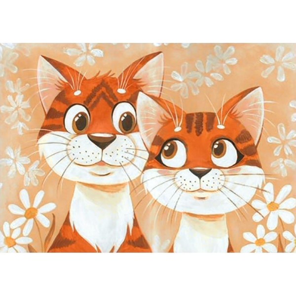 Broderie diamant kit- Chats amoureux WD192- 38*27 cm - Photo n°1