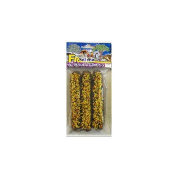 Rangées de fleurs Chiné jaune sur socle - 14 cm - FR Decor - Photo n°1