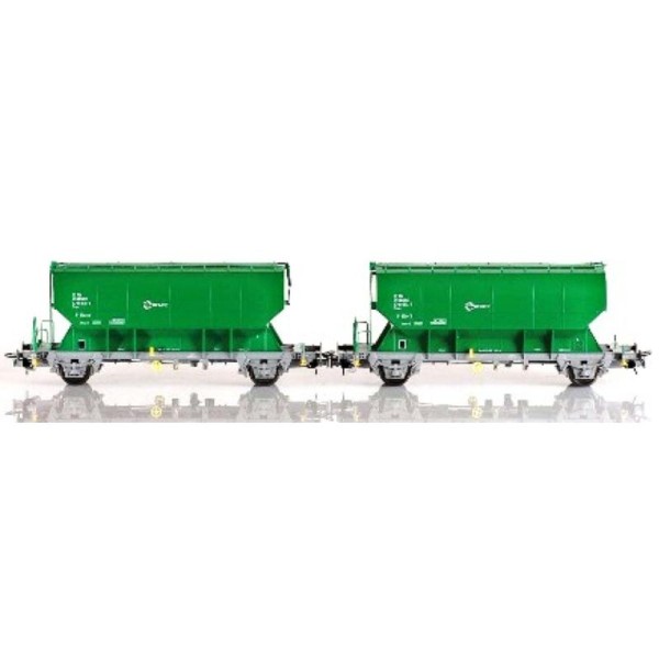 Set de 2 wagons trémies Tgpps, RENFE, vert  - Echelle HO - Sudexpress SU570143212 - Photo n°1