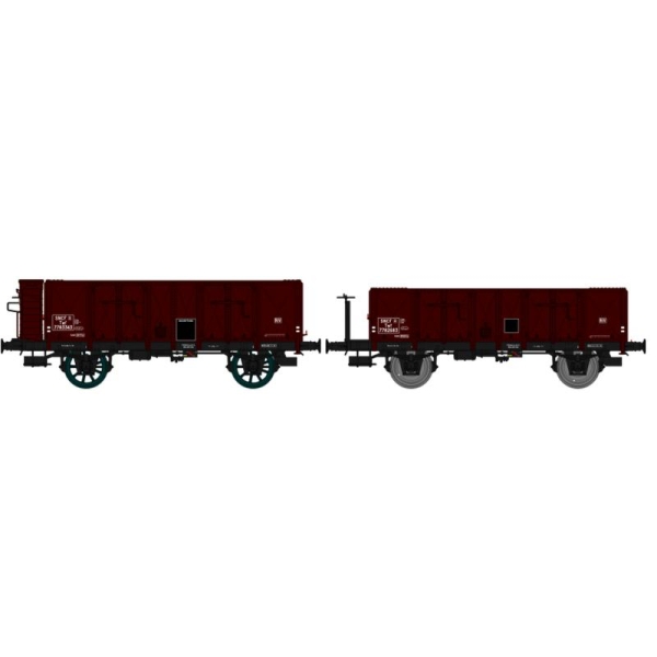 Set de 2 wagons Tombereau OCEM 29, ep III  - Echelle HO - REE Modeles WB-174 - Photo n°1