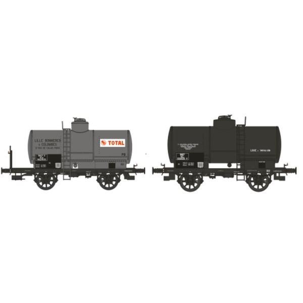 Set de 2 wagons citernes OCEM 19 TOTAL, Ep,III  - Echelle HO - REE Modeles WB-195 - Photo n°1