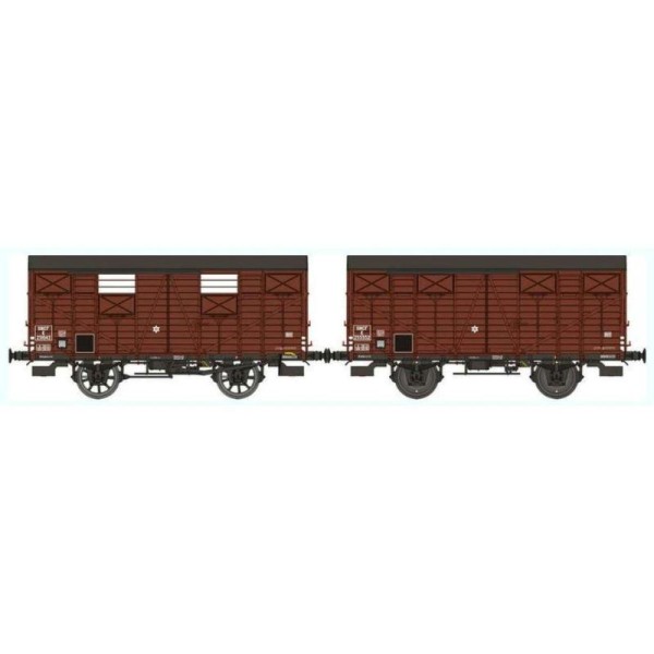 Set de 2 Wagons couvert OCEM 19 Ep,III B  - Echelle HO - REE Modeles WB-252 - Photo n°1