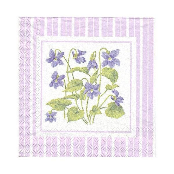 4 Serviettes en papier Fleurs Violettes Format Lunch - Photo n°1
