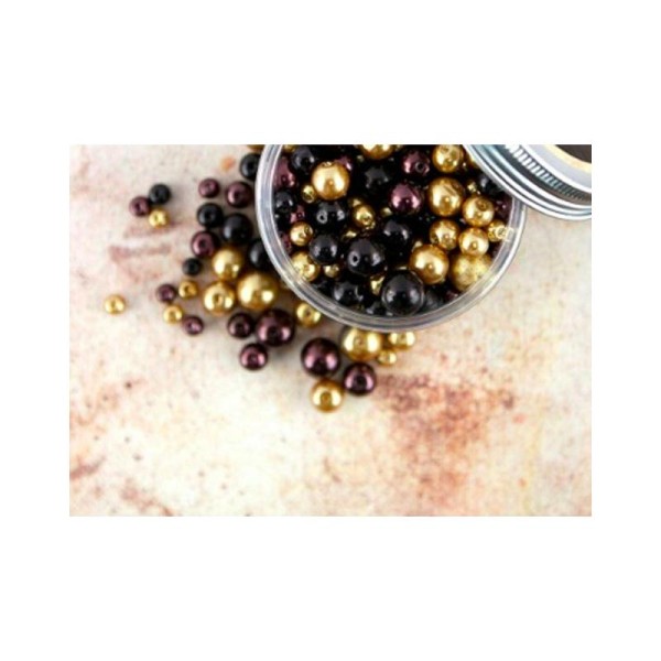 350 Perles, couleurs: Or et Aubergine - Photo n°1