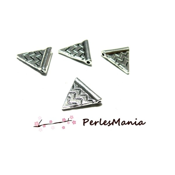2D6878 PAX: 50 Passants Perles Intercalaires Triangle Chevron metal couleur Argent Antique - Photo n°1