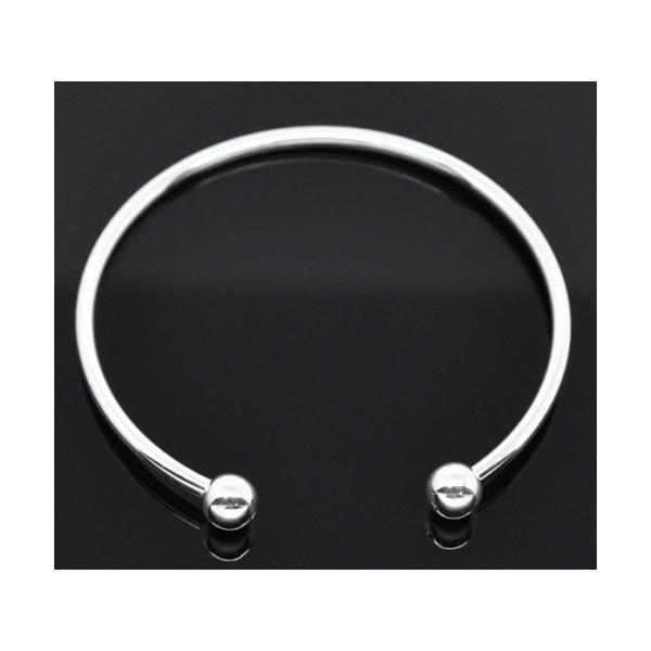 S1106982 PAX 4 supports bracelets jonc avec perles à Vis metal couleur Argent Vif Qualité Cuivre - Photo n°1