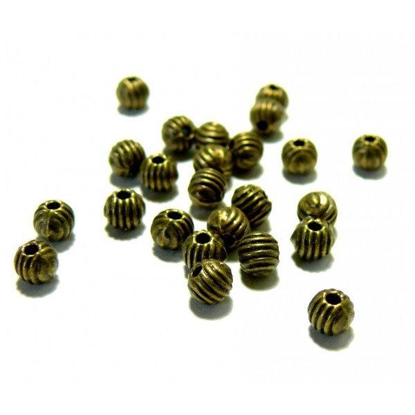 H11607 PAX 50 perles intercalaires Stries 4mm couleur Bronze - Photo n°1
