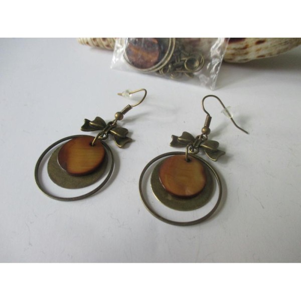 Kit boucles d'oreilles anneaux et connecteur bronze - Photo n°1