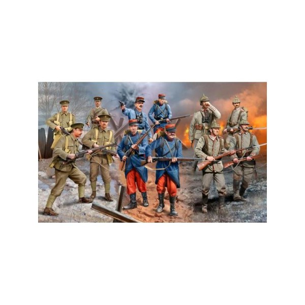 Figurines maquettes WWI Infantry German/British/French (1914
