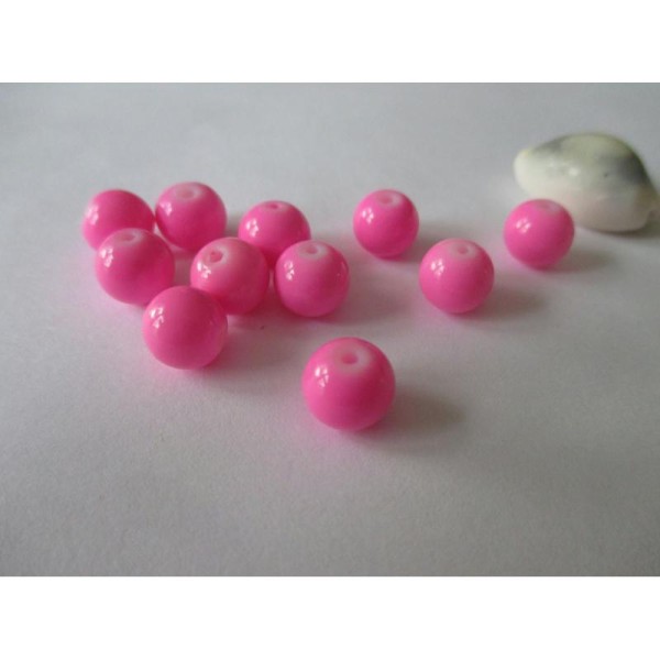 Lot de 20 perles en verre 8 mm rose bonbon - Photo n°1