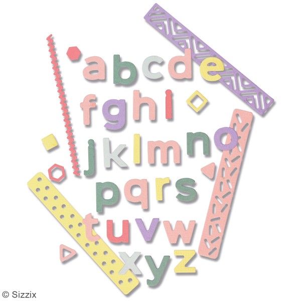 Matrice Sizzix Thinlits - Alphabet minuscule Pop Art - 33 pcs - Photo n°1