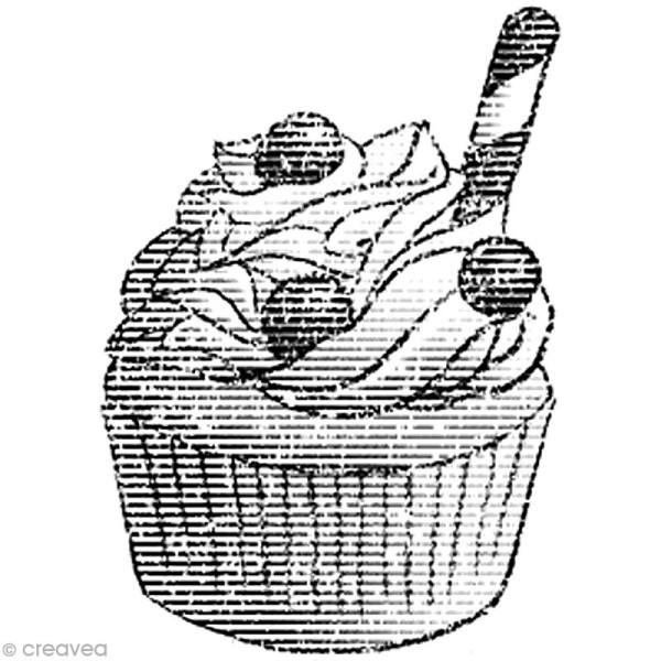 Tampon bois Fantaisie - Cupcake - 3,8 x 2 cm - Photo n°1