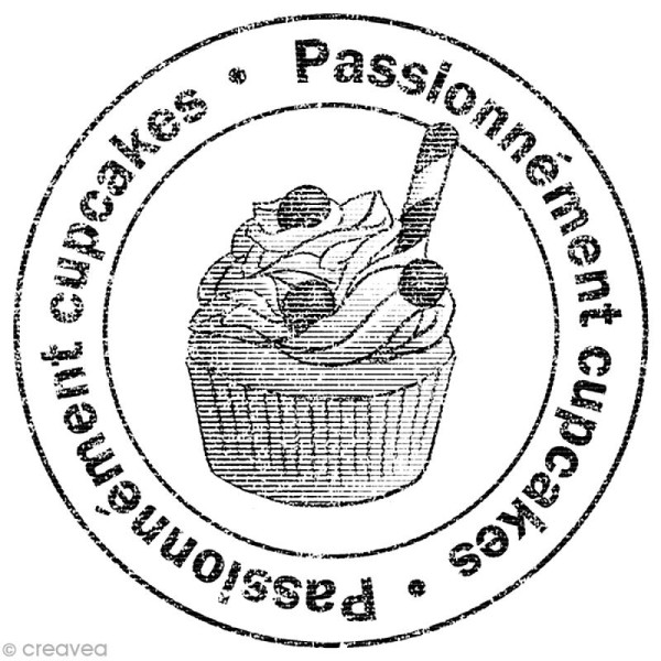 Tampon bois Fantaisie - Passionnément cupcakes - 4,2 x 4,2 cm - Photo n°1