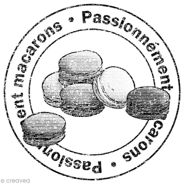 Tampon bois Fantaisie - Passionnément macarons - 4 cm - Photo n°1