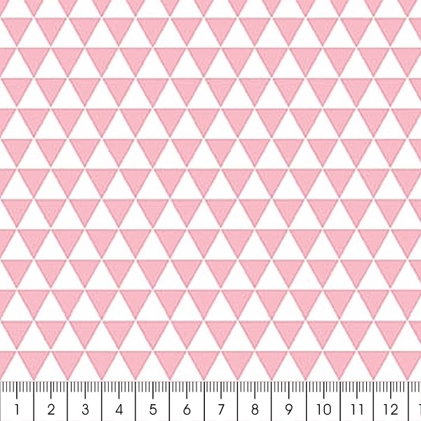 Grand coupon de tissu coton microfibre - Motif Triangle - Rose - 300 x 160 cm - Photo n°2