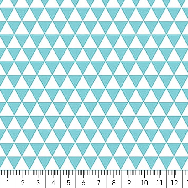 Grand coupon de tissu coton microfibre - Motif Triangle - Bleu clair - 300 x 160 cm - Photo n°2