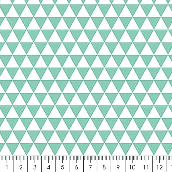 Grand coupon de tissu coton microfibre - Motif Triangle - Bleu turquoise - 300 x 160 cm - Photo n°2