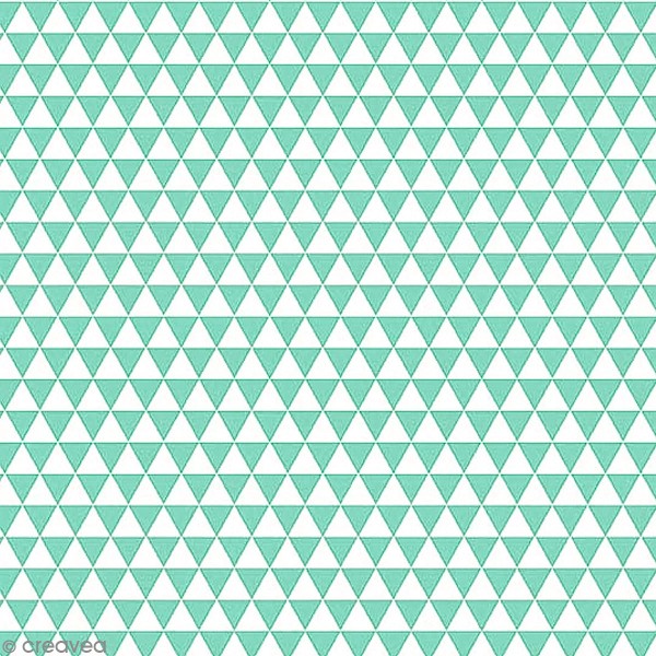 Grand coupon de tissu coton microfibre - Motif Triangle - Bleu turquoise - 300 x 160 cm - Photo n°1