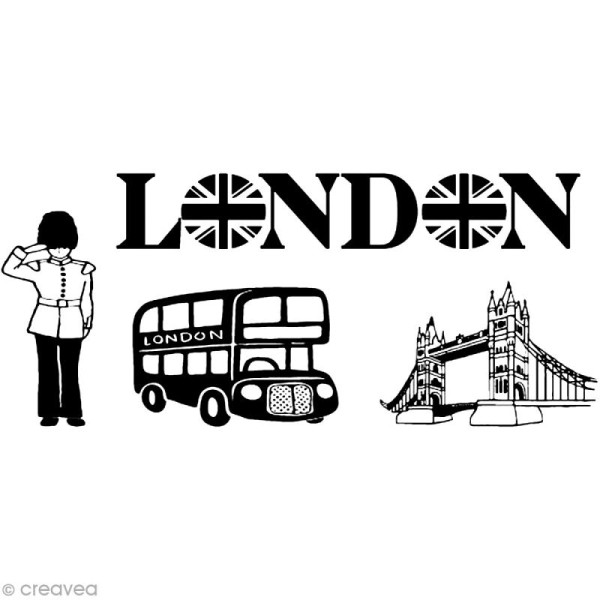 Mini tampons et encreur - London - 4 mini stamps et encrier noir - 8,5 x 8,5 cm - Photo n°1