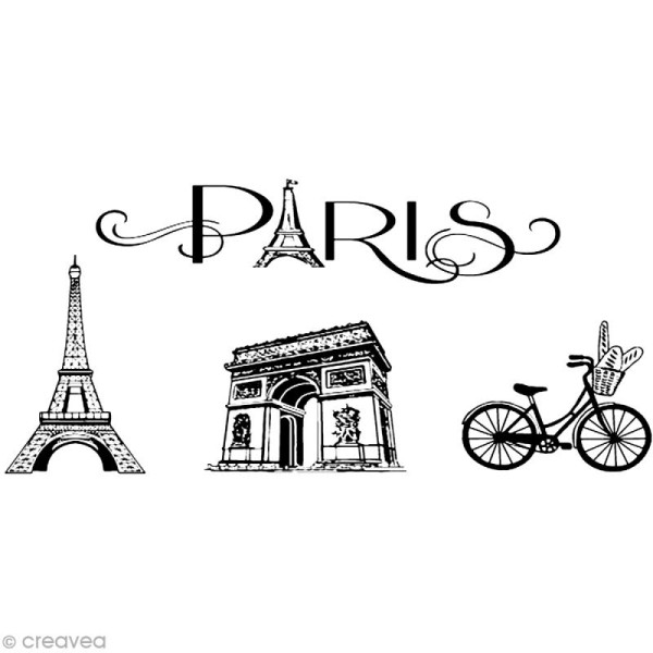 Mini tampons et encreur - Paris - 4 mini stamps et encrier noir - 8,5 x 8,5 cm - Photo n°1