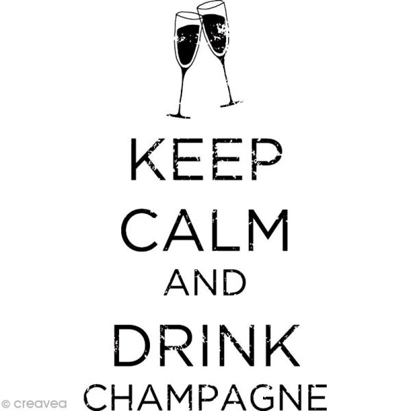 Tampon bois vintage - Keep calm and drink champagne - 6,5 x 3,5 cm - Photo n°1