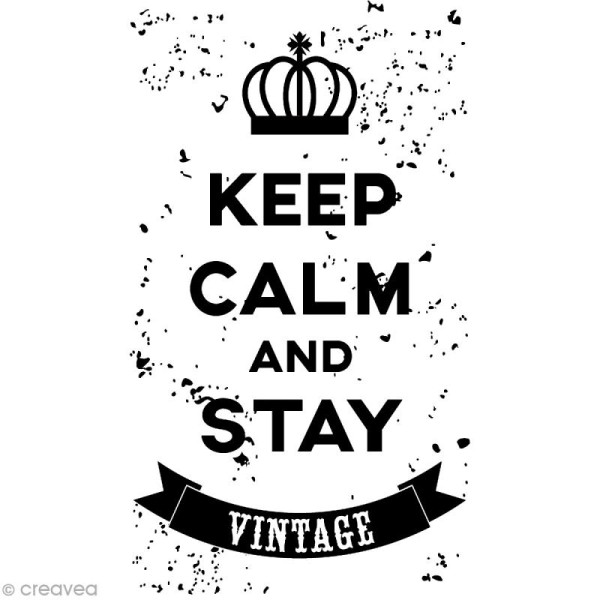 Tampon bois vintage - Keep calm and stay vintage - 6,5 x 3,5 cm - Photo n°1