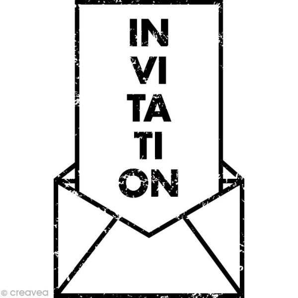 Tampon bois vintage - Enveloppe invitation - 6,5 x 3,5 cm - Photo n°1