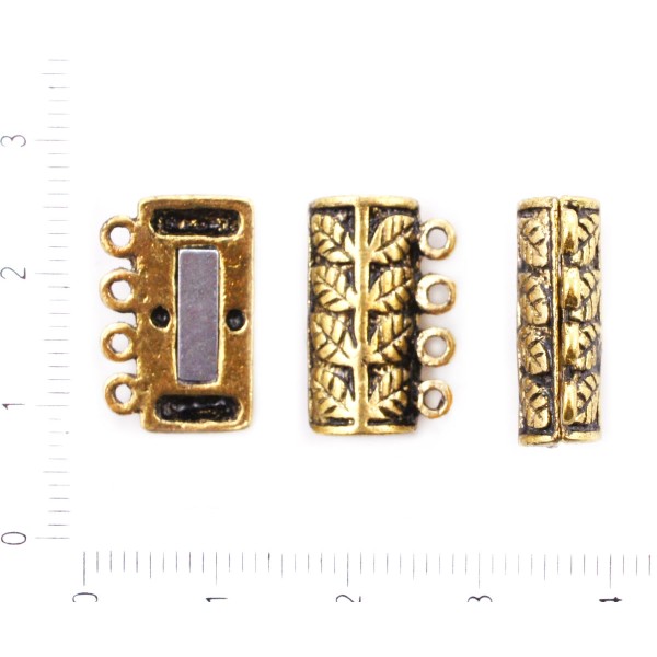1pc Or Antique Ton Rectangle Magnétique Quatre 4 Brin Fermoir du Bracelet Cordon Collier Résultats d - Photo n°1
