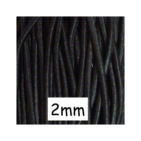 1m Fil Élastique 2mm De Couleur Noir - Photo n°1