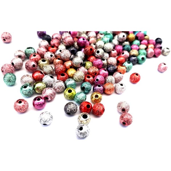 Perles acryliques laquées, 6mm, x 20 pcs, multicolore - Photo n°1