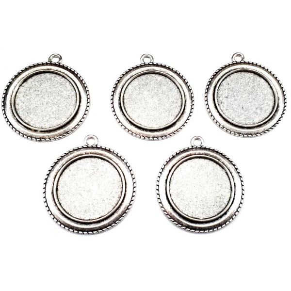 Support pendentif 25mm, x5pcs, support rond pendentif - Photo n°1