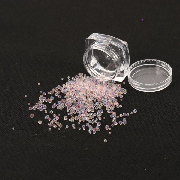 Petites Billes en verre Rose AB 1-3mm- création bijoux - Nail Art - - Photo n°1