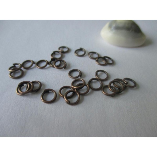 Lot de 200 anneaux ouverts cuivre 5 mm - Photo n°1