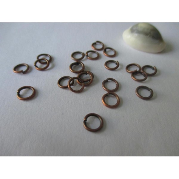 Lot de 50 anneaux ouverts cuivre 6 mm - Photo n°1